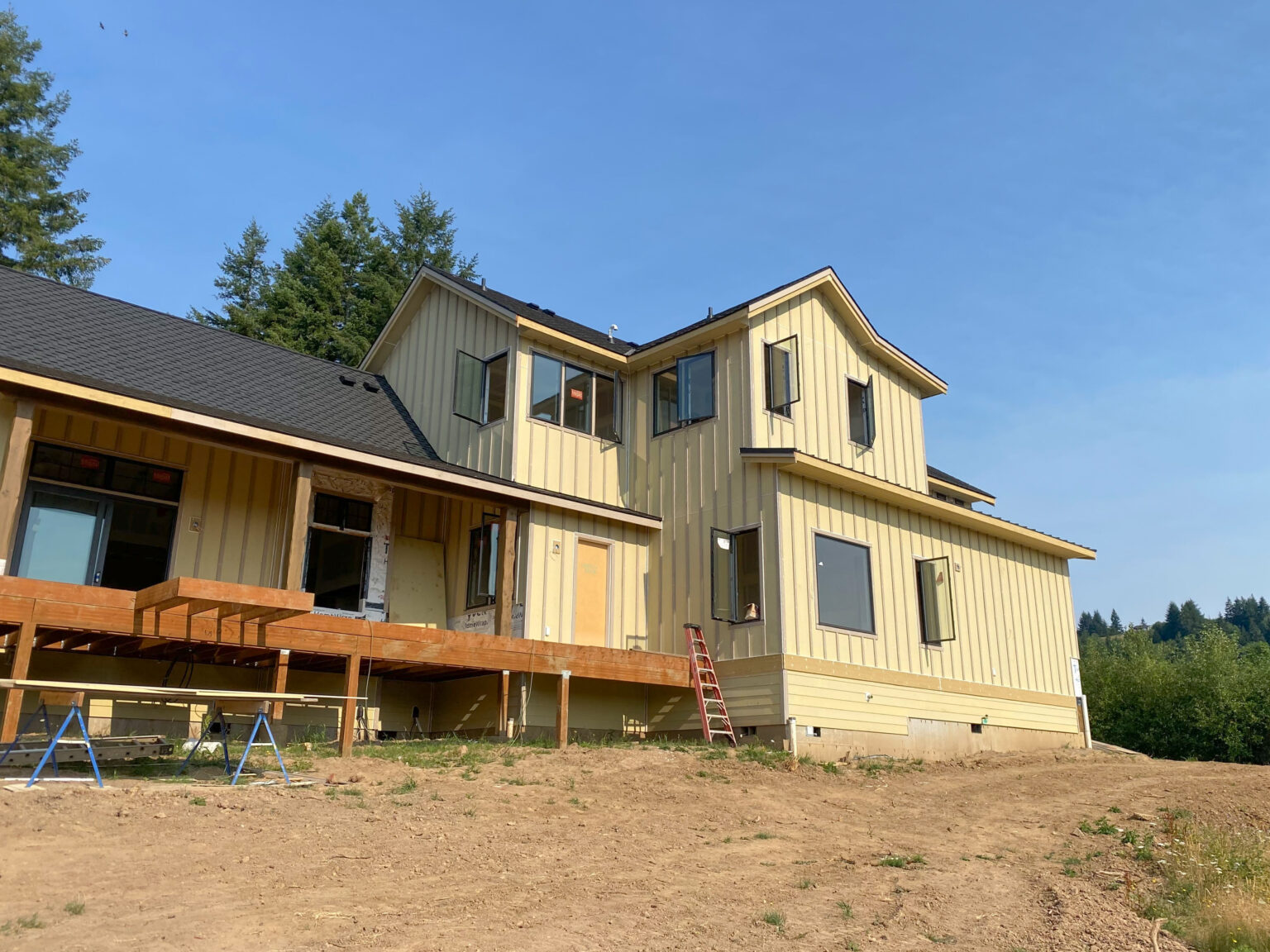 Custom Home Exterior Deck Building, Siding, New Construction